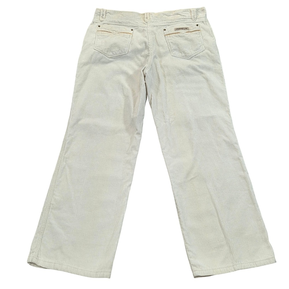 Vintage Zeppelin White‎ Corduroy Pants Wide Leg Tan Mens Size 38x29 *Read